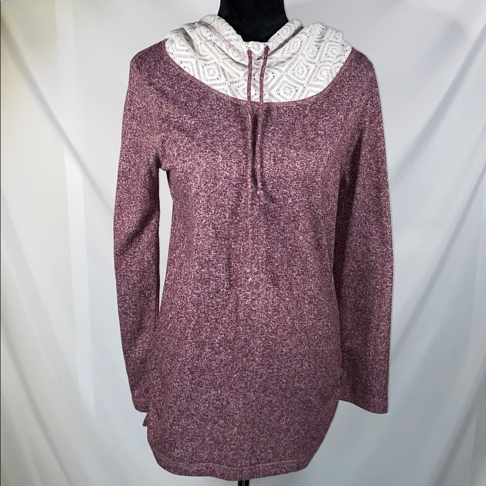 Chance or Fate Purple Marl Hooded Sweater M Geometric Lining Tunic Hoodie Top